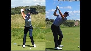 Justin Thomas golf swing  Long Iron faceon amp downtheline July 2017 [upl. by Gitlow]